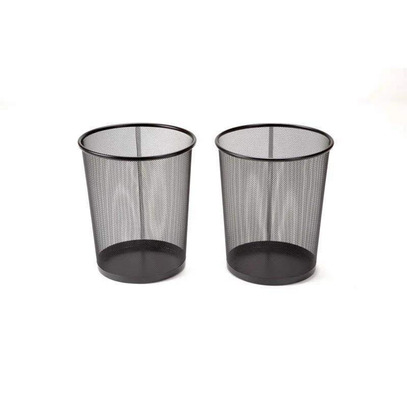 Seville Classics Mesh Trash Can, Waste Paper Basket, Round (Set of 2)