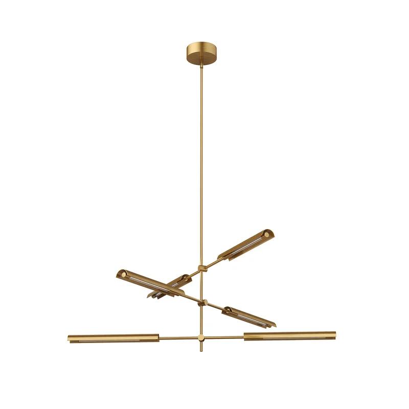 Astrid Vintage Brass 6-Light LED Sputnik Linear Chandelier