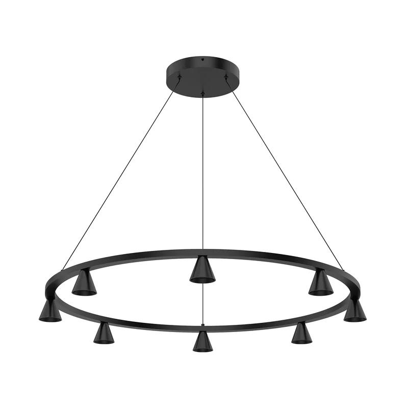 Dune Series Black LED Wagon Wheel Chandelier 33.25"