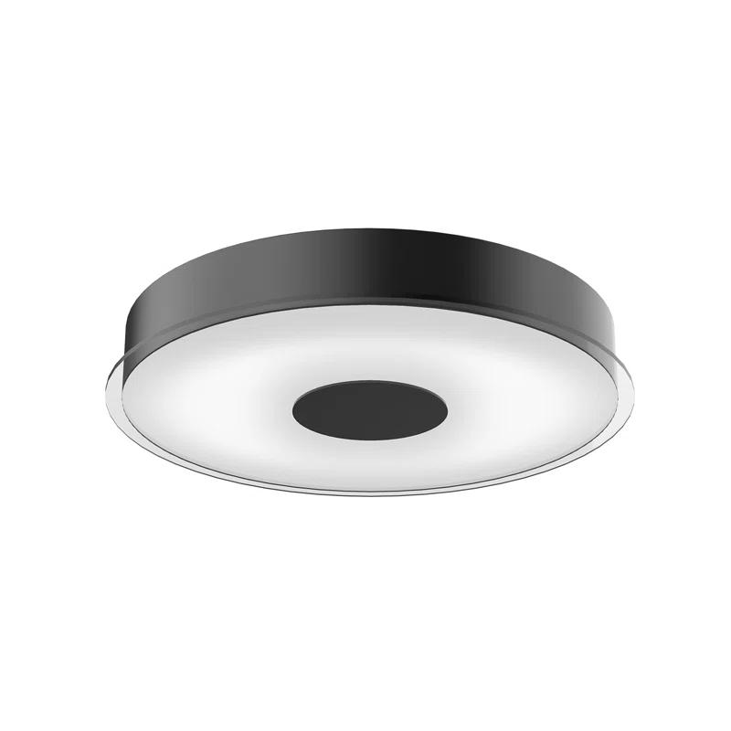 Black and Brushed Nickel LED Drum Flush Mount