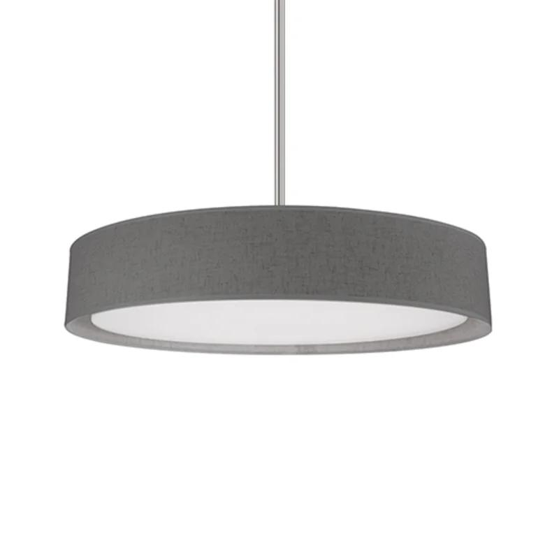Dalton Brushed Nickel 20" LED Drum Pendant with Textured Linen Shade
