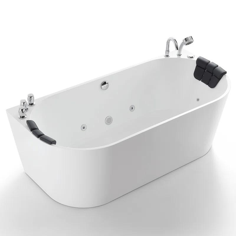 67'' x 33.5'' Freestanding Whirlpool Plastic / Acrylic Bathtub with Faucet