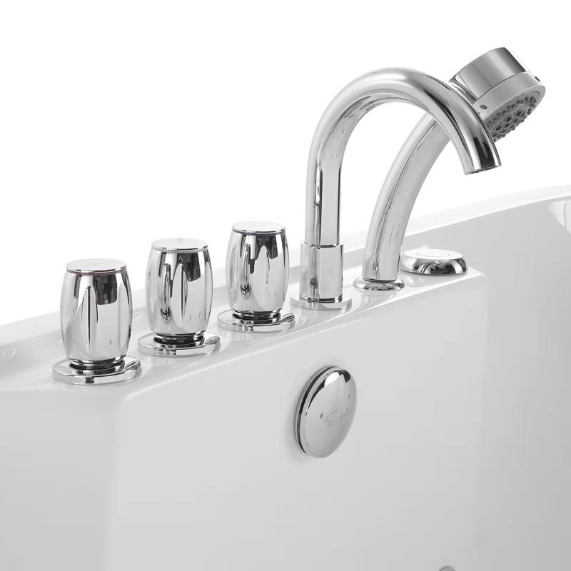 67'' x 28.7'' Freestanding Whirlpool Plastic / Acrylic Bathtub with Faucet