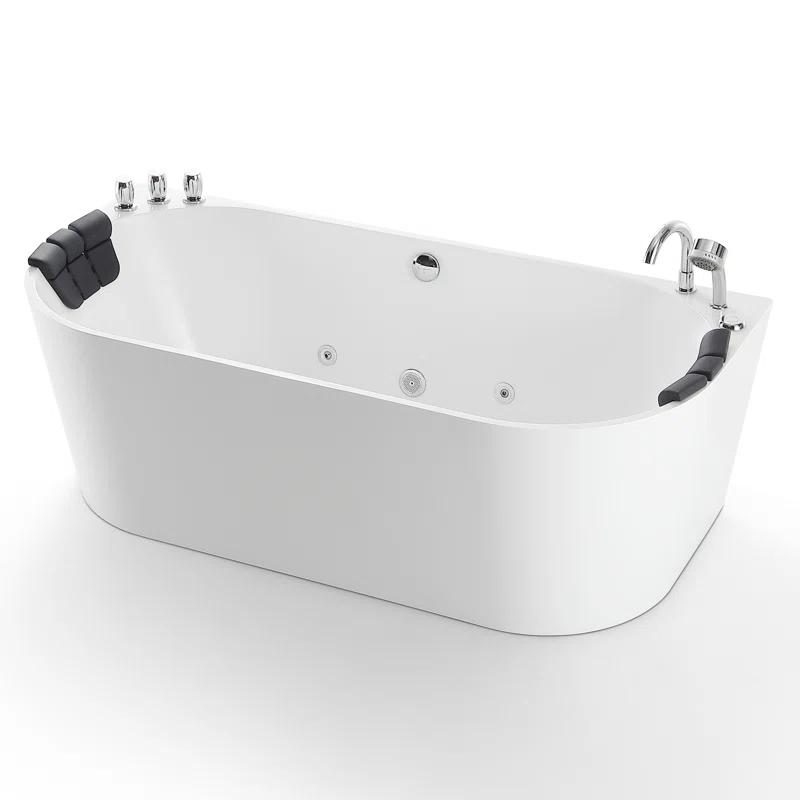 67'' x 33.5'' Freestanding Whirlpool Plastic / Acrylic Bathtub with Faucet