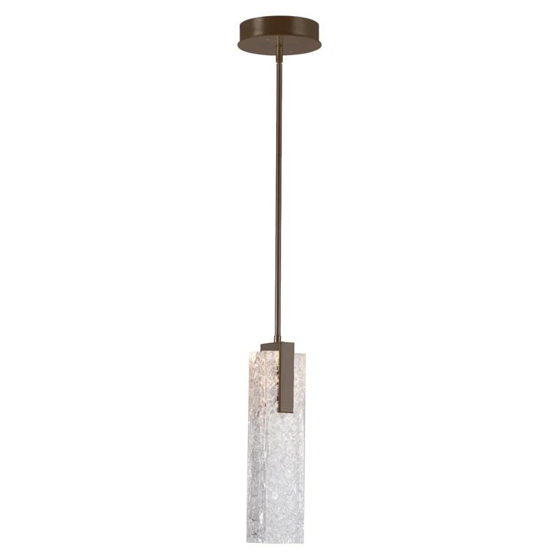 Glacier Diamond-Like LED Glass Island Pendant in Satin Nickel