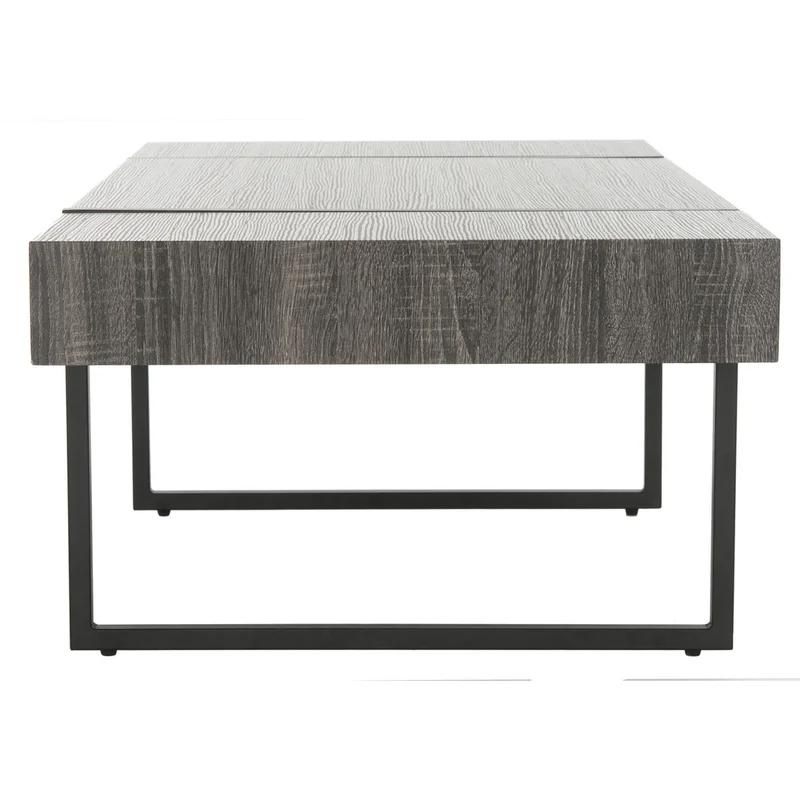 Tristan 43'' Black Wood and Metal Transitional Coffee Table