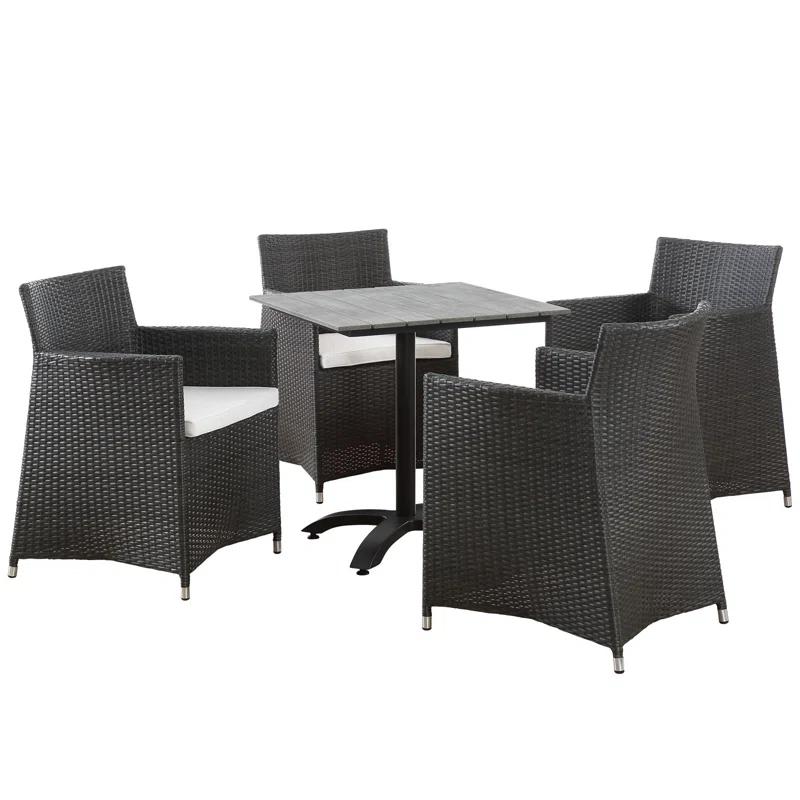 Modway Modway Junction Wicker Rattan Outdoor Patio 5-Piece Dining Set, Gray White