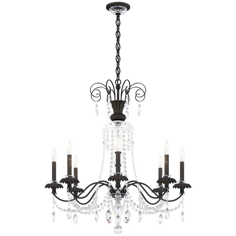 Elegante 75" Black Crystal 8-Light Incandescent Chandelier