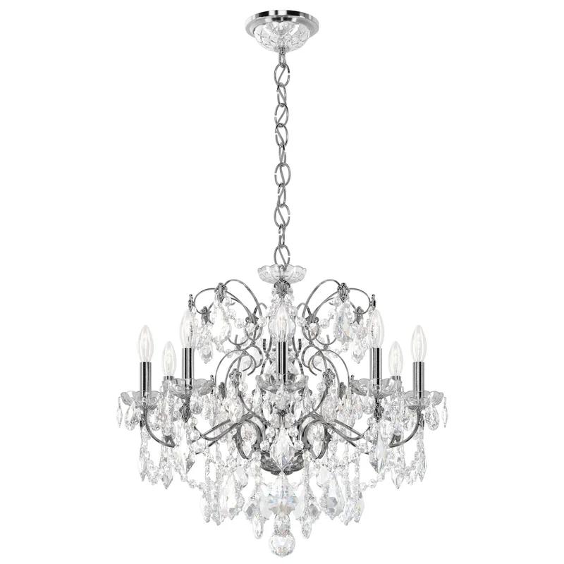 Century Elegance 9-Light Polished Silver Heritage Crystal Chandelier