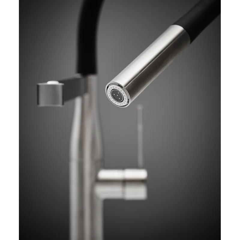 Modern Chrome Kitchen Faucet with 360° Swivel and Pull-Down Spray