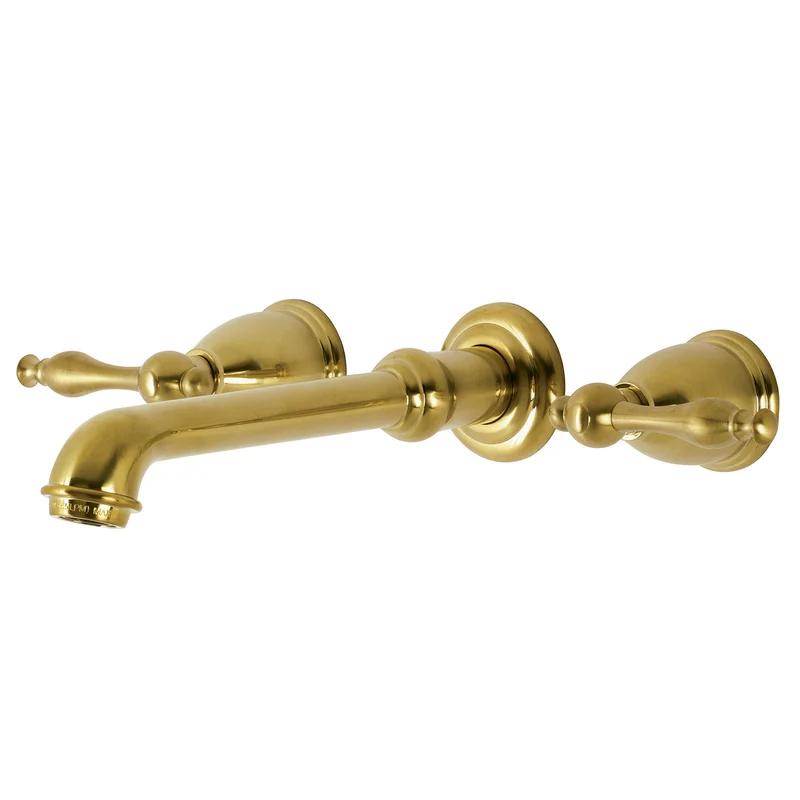 Elegant Traditional Brass 8" Wall Mount Bathroom Faucet