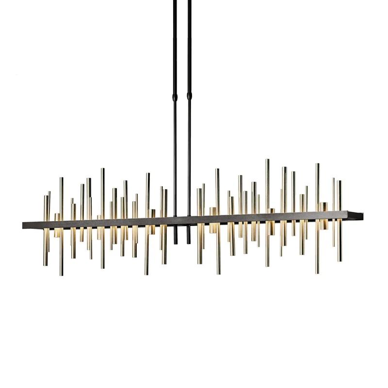 Modern Cityscape 52" Vintage Brass LED Linear Kitchen Island Pendant