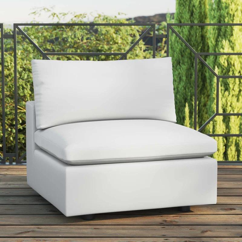 Commix 36" Plush Outdoor Patio Armless Chair in White
