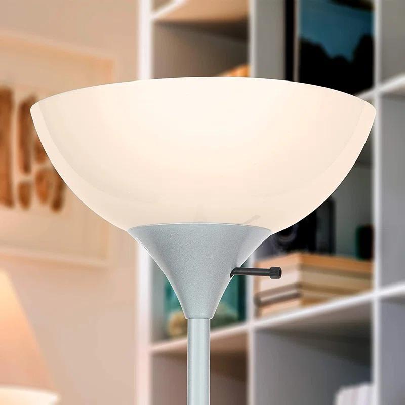 Sky Dome 72 in. Industrial 3-Way Dimming LED Floor Lamp with Plastic Bowl Shade