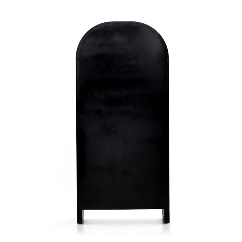 Breya Black Iron Arched Display Cabinet with Tempered Glass Doors