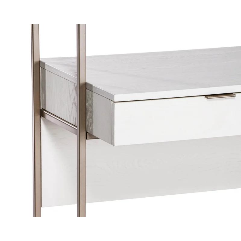 Ambrose Cream Oak and Champagne Gold Modular Wall Desk with Drawers