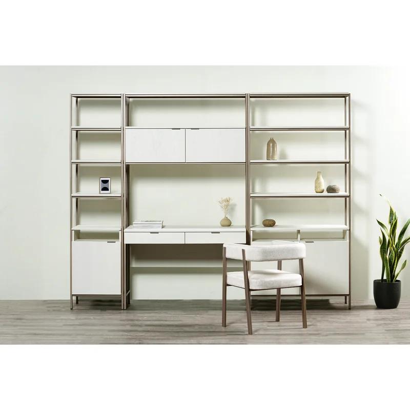 Champagne Gold and Cream Large Transitional Bookcase