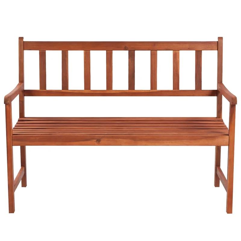 Rustic Charm Solid Acacia Wood Patio Bench with Anthracite Cushion