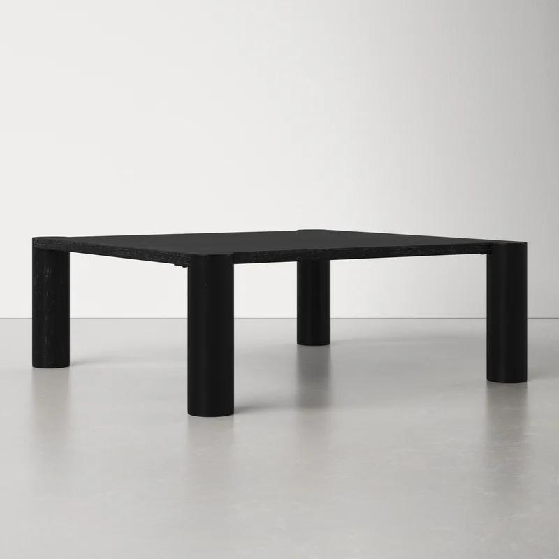 Post 36'' Black Oak Solid Wood Low-Profile Coffee Table