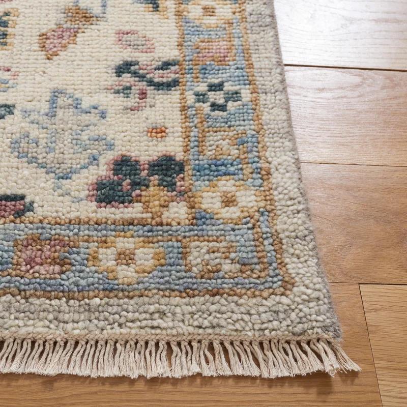 Gray Hand-Knotted Wool and Cotton 9' x 12' Rug