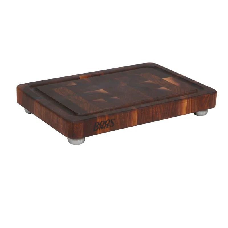 BoosBlock® 1.75" End Grain Walnut Cutting Board with Stainless Steel Feet