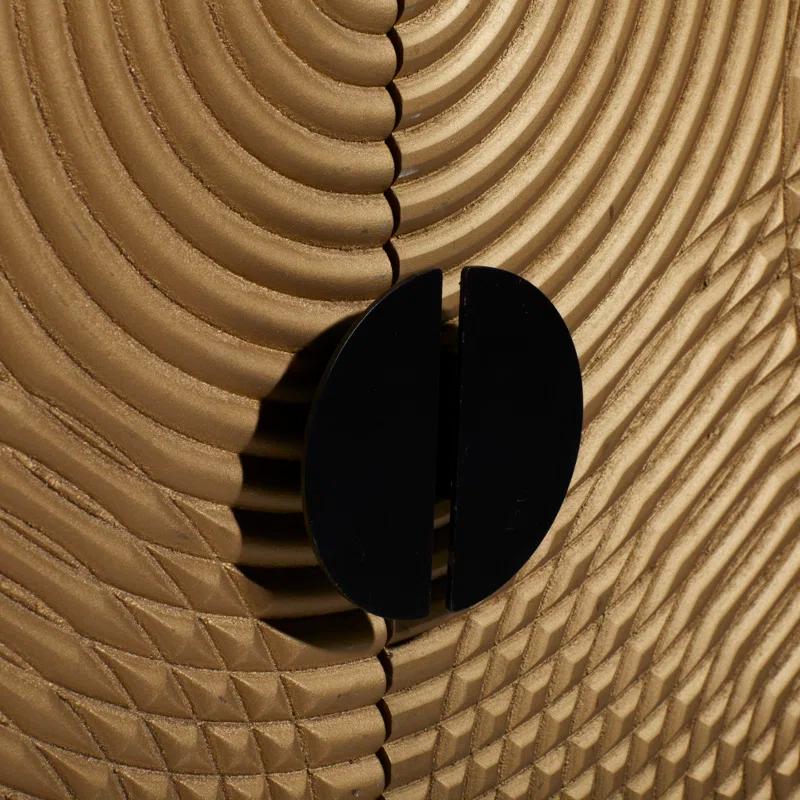 Mercury Row® Wood Relief Ripple Design 1 Shelf and 2 Door Room Cabinet with Crescent Moon Handles