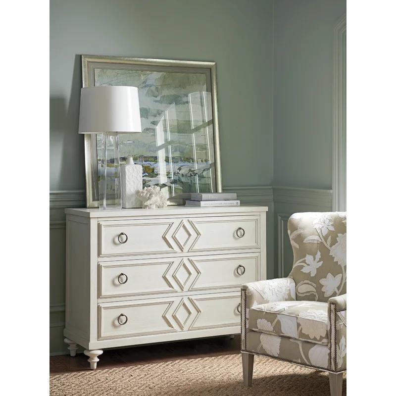Malibu White Sand Transitional 3-Drawer Dresser with Soft Close