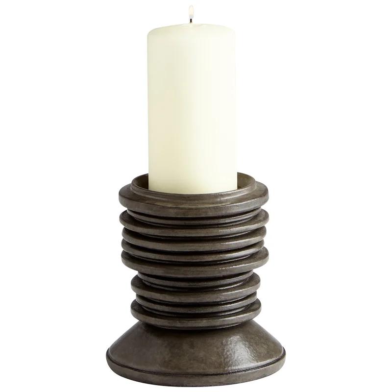 Slate Black Ceramic Candle Lantern 6" H x 5.5" W