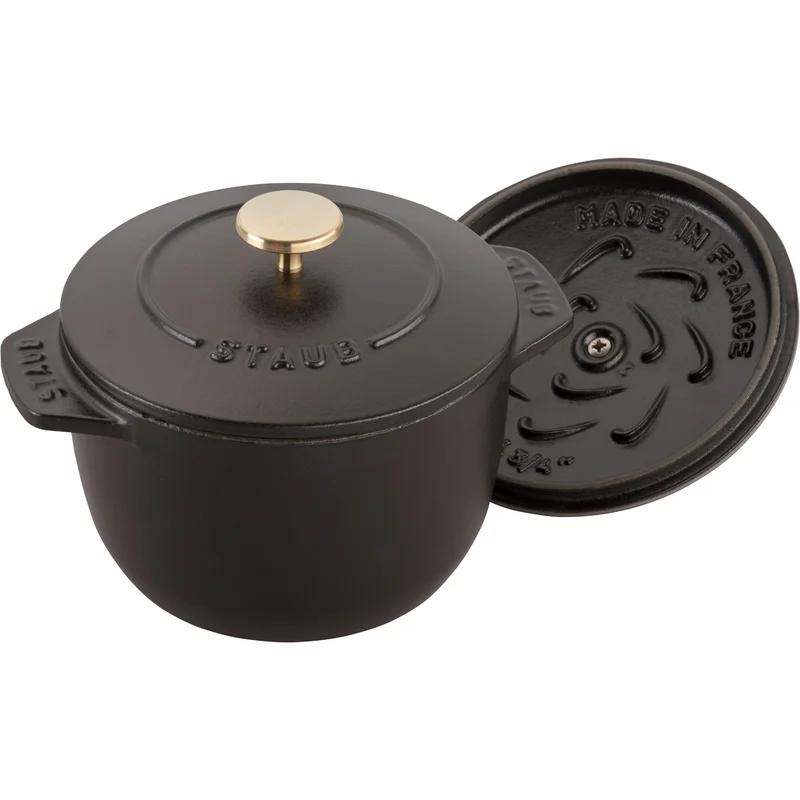 Charming Petite Matte Black Cast Iron French Oven