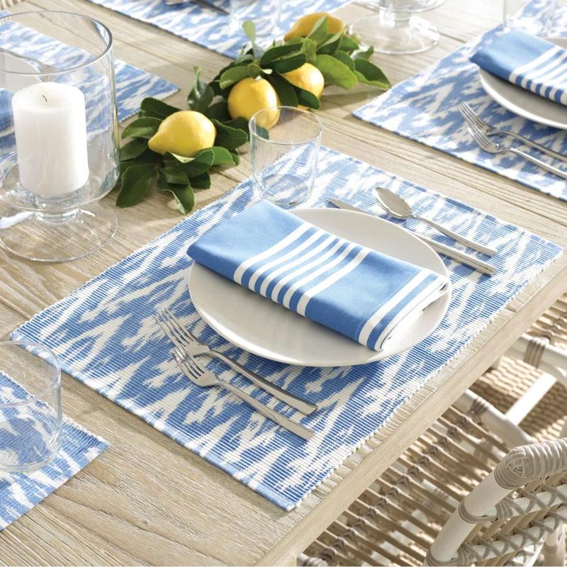 French Blue Cotton Bistro Stripe Napkin Set of 4