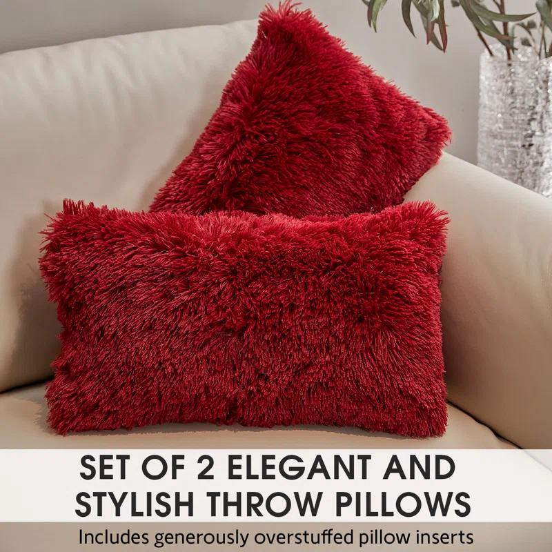 Cheer Collection Cheer Collection Shaggy Hair Decorative Throw Pillows (Set of 2)