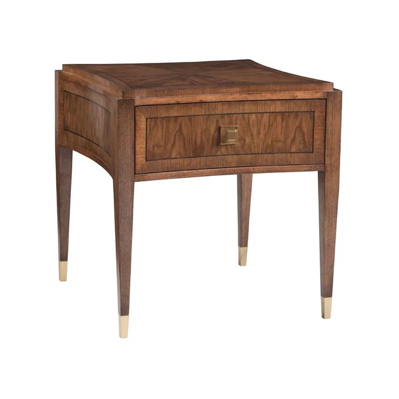 Traditional Bleached Walnut Square End Table with Storage