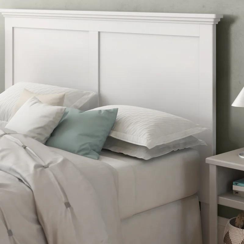 Crisp White Contemporary Queen Panel Bed with Sharp Lines