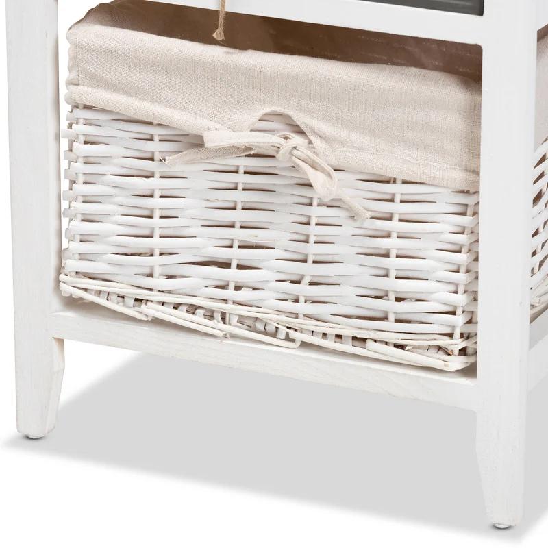 Charming Diella 25" Multi-Colored Wood & Woven Basket Storage Unit