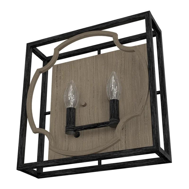Stone Creek Rustic Black Iron 2-Light Dimmable Wall Sconce