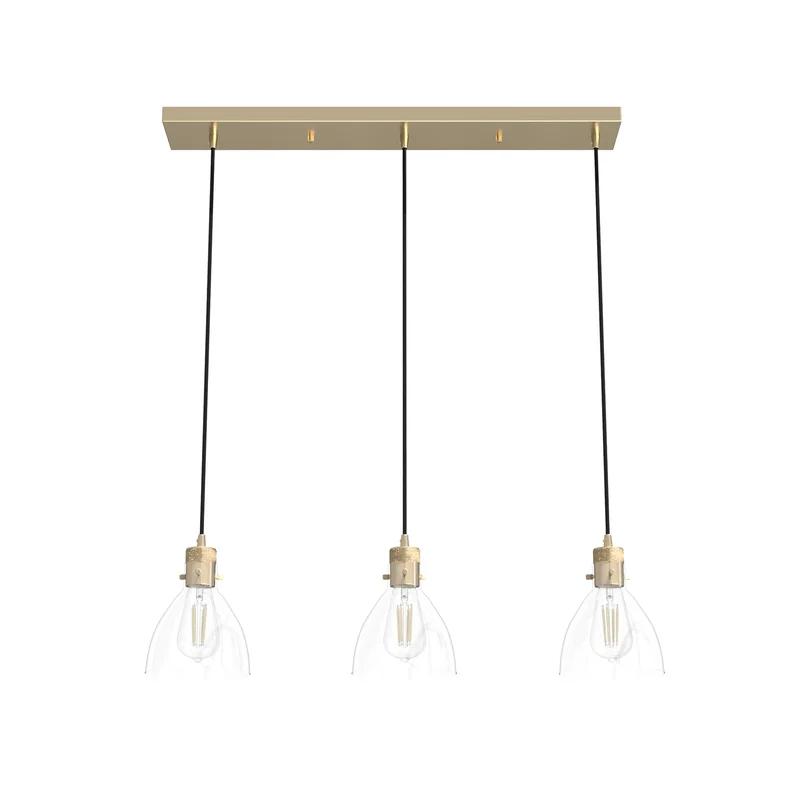 Alturas Gold 30" Linear LED Cluster Pendant with Clear Glass