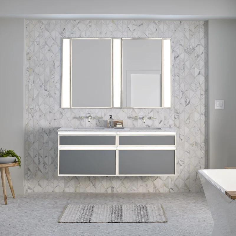 Modern Polished Nickel 39'' LED Bath Bar with White Shade
