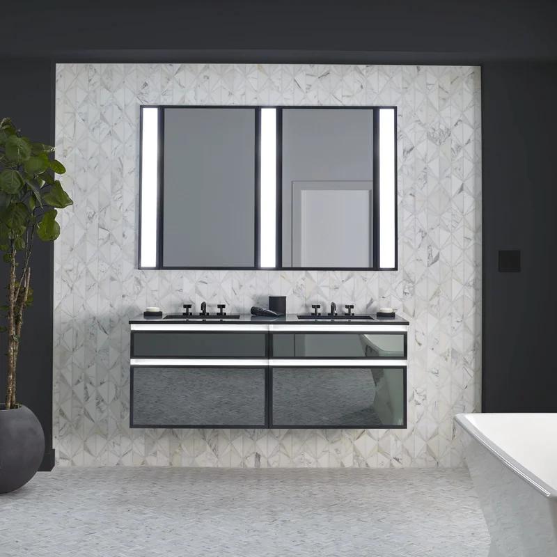 Elegante Matte Gold Framed Rectangular Bathroom Vanity Mirror 39"x23"