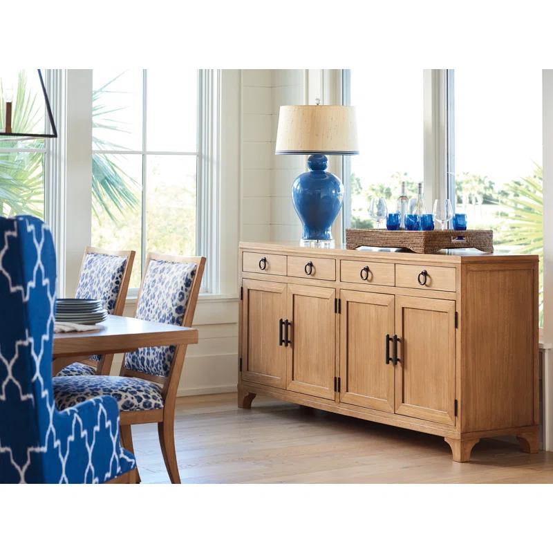 Sailcloth Cream Transitional 78'' Sideboard with 4 Drawers