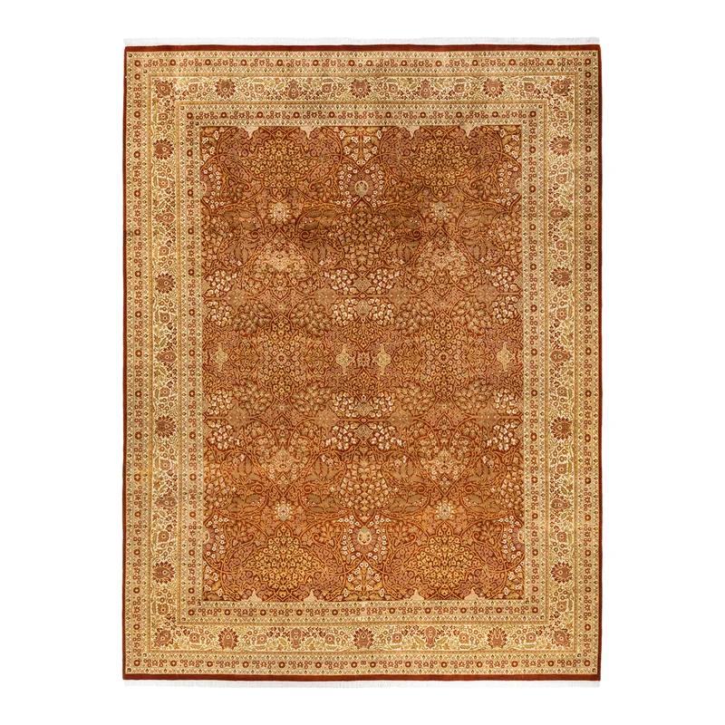 Hand-Knotted Timeless Wool Area Rug in Orange, 9' x 12'