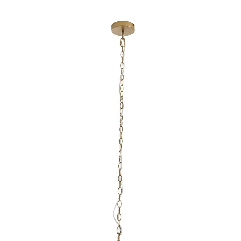 Lilo Beaded White Wooden 3-Light Chandelier with Gold Finish