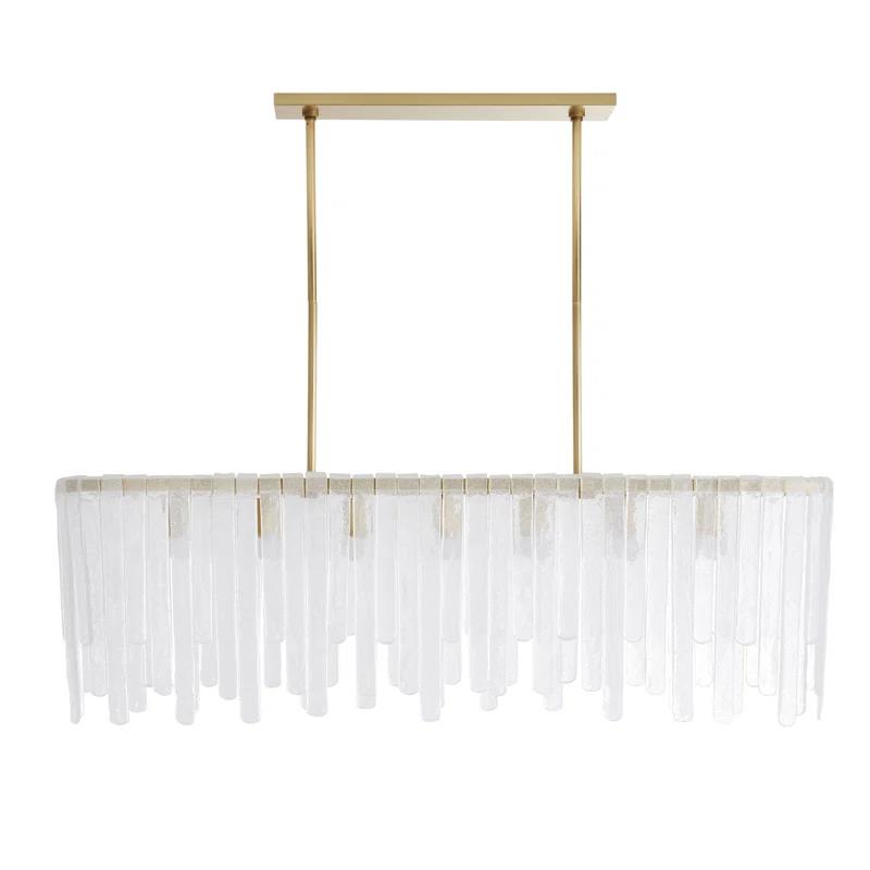 Leighton Antique Brass 7-Light Kitchen Island Chandelier with Seeded Glass