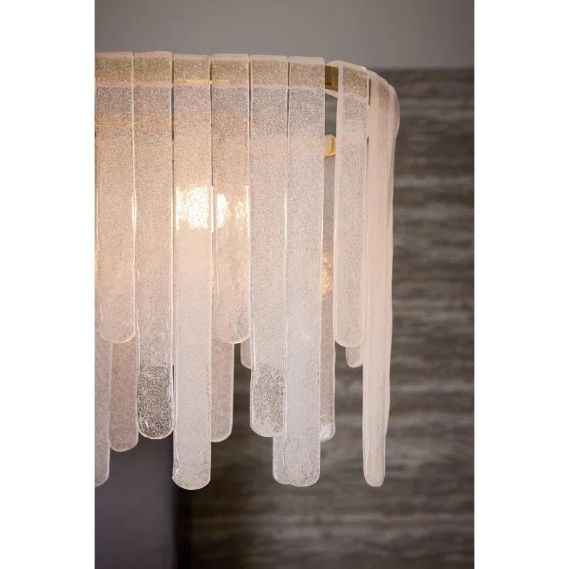Leighton Antique Brass 7-Light Kitchen Island Chandelier with Seeded Glass