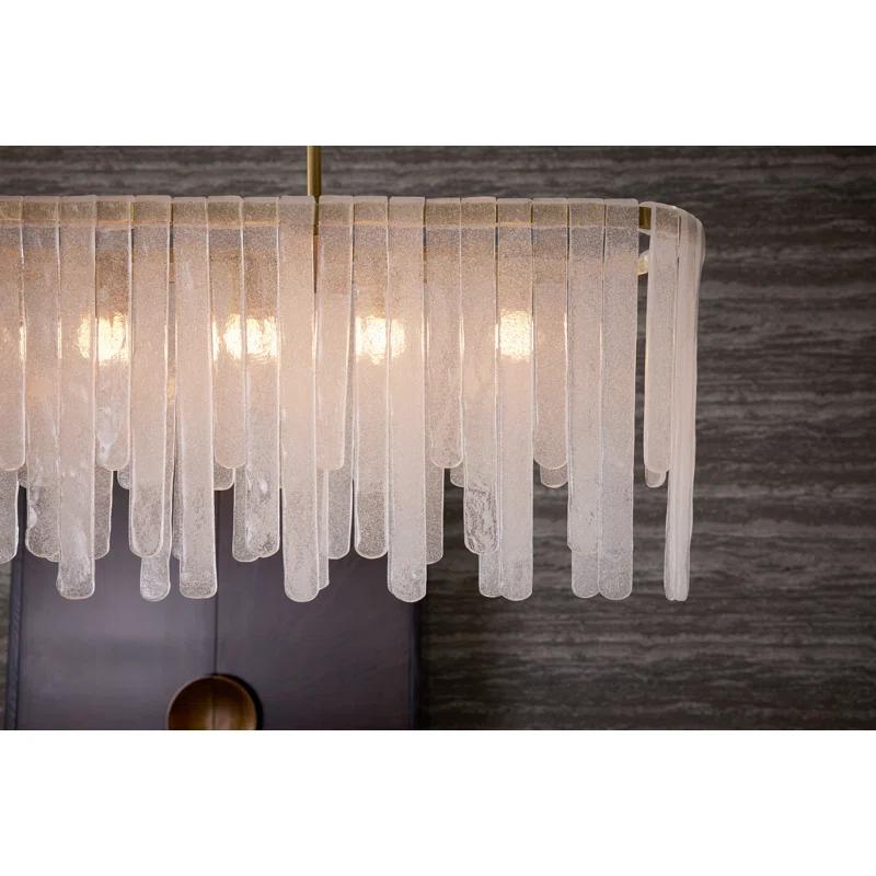 Leighton Antique Brass 7-Light Kitchen Island Chandelier with Seeded Glass