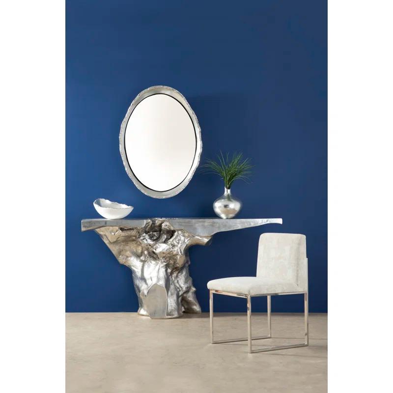 Silver Leaf Rectangular Contemporary Console Table