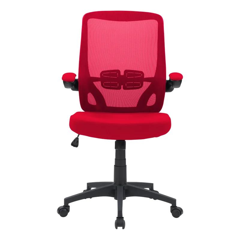Curved Lumbar Support High-Back Mesh Office Chair in Red