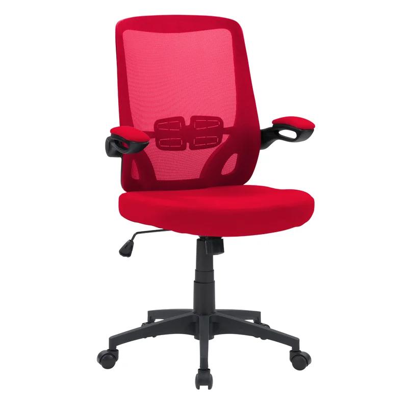Curved Lumbar Support High-Back Mesh Office Chair in Red
