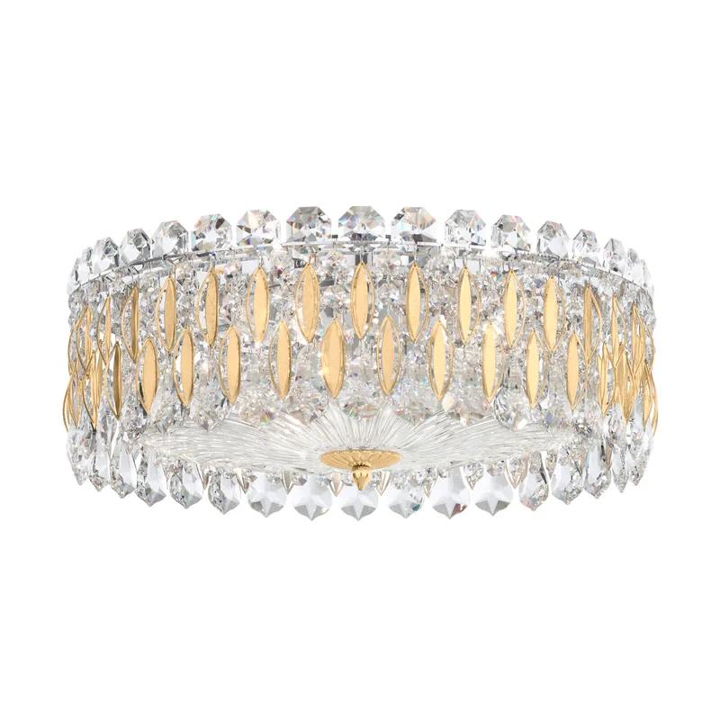 Heirloom Gold 3-Light Crystal Drum Flush Mount with Heritage Crystals