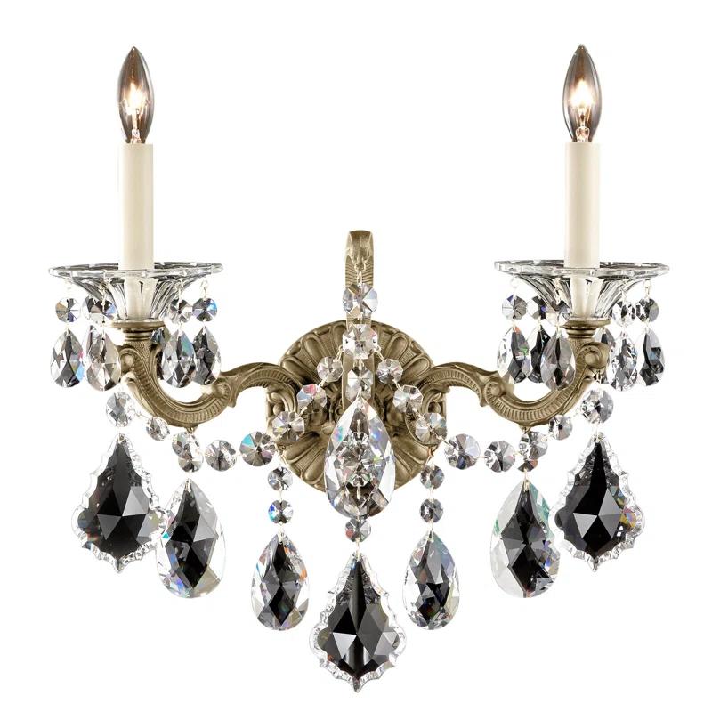 Antique Silver 2-Light Sconce with Clear Heritage Crystals