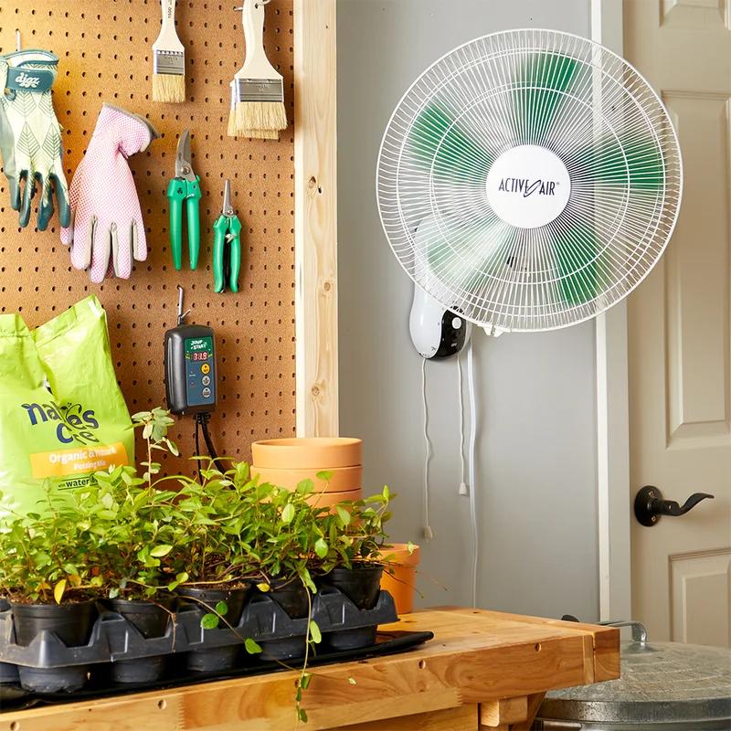 Active Air 16" Stainless Steel Hydroponic Oscillating Fan with Wall Mount